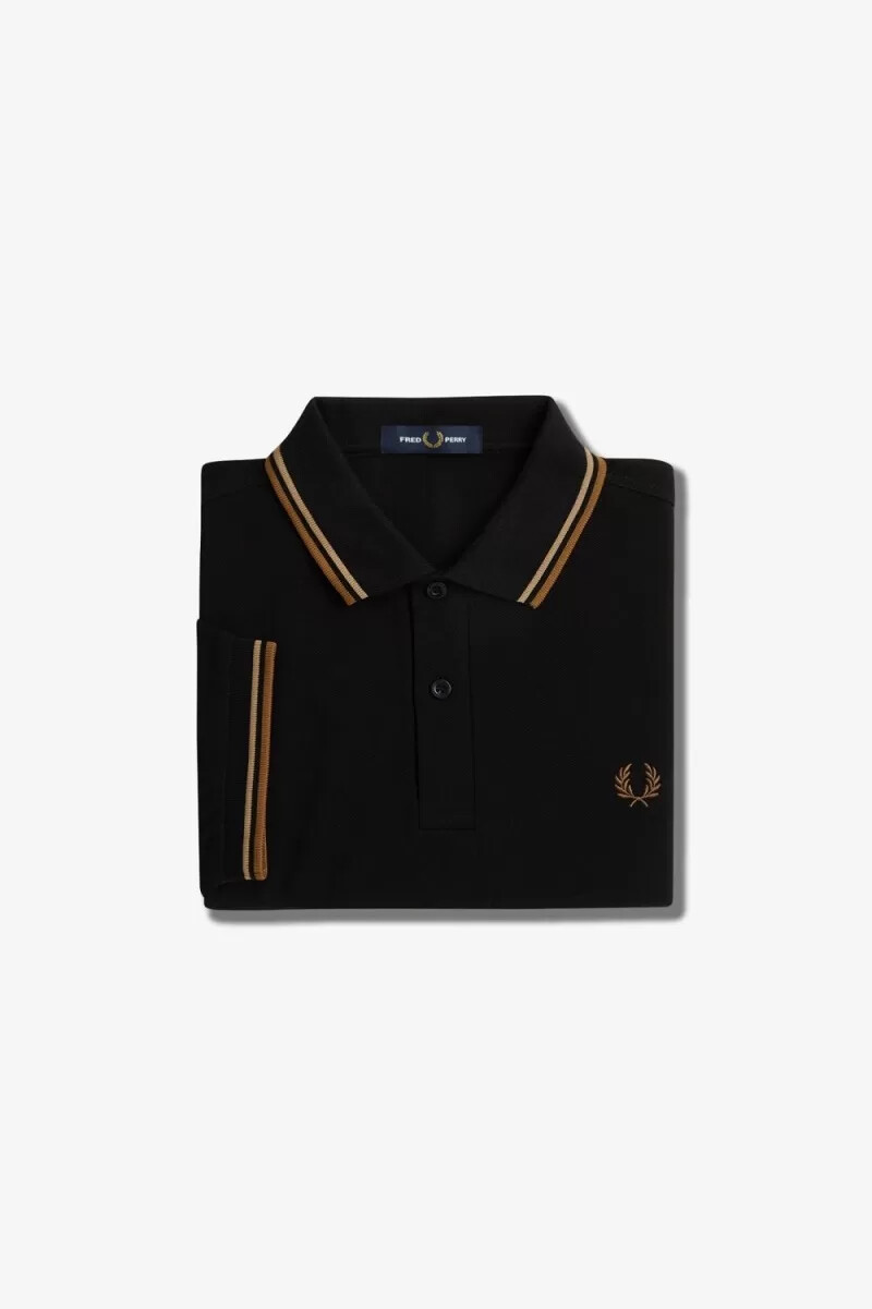 camisa fred perry m3600 para hombre negra verde y marrón