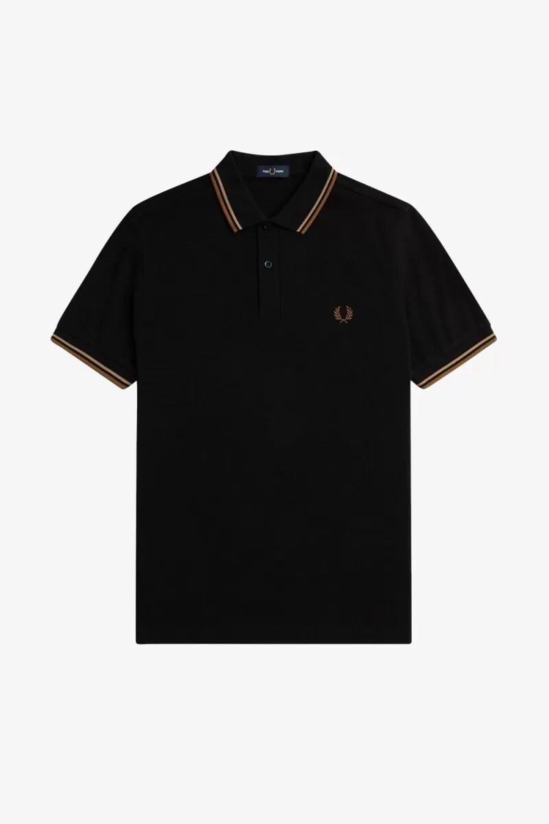 camisa fred perry m3600 para hombre negra verde y marrón