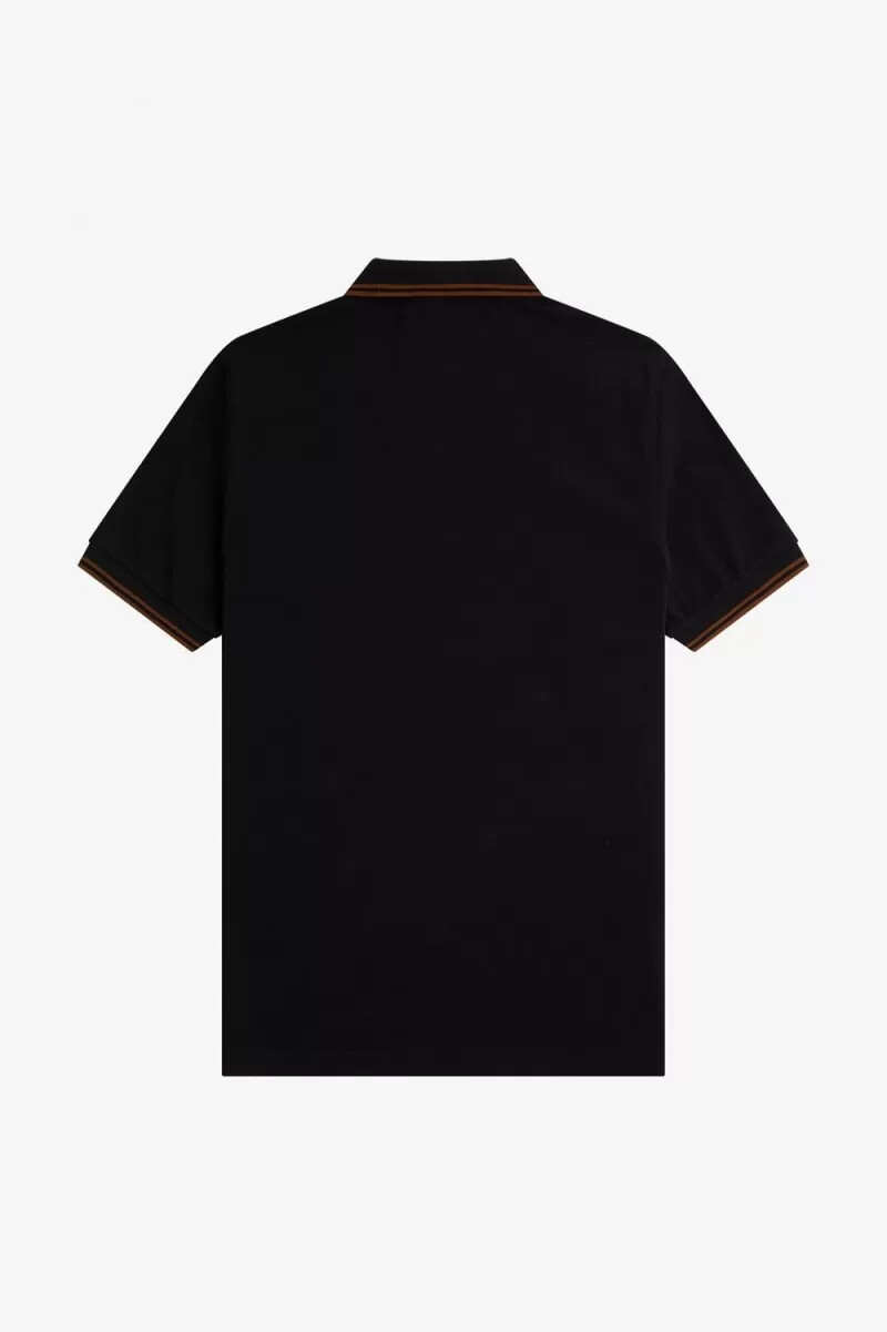 camisa fred perry m3600 para hombre color negro y marrón whisky