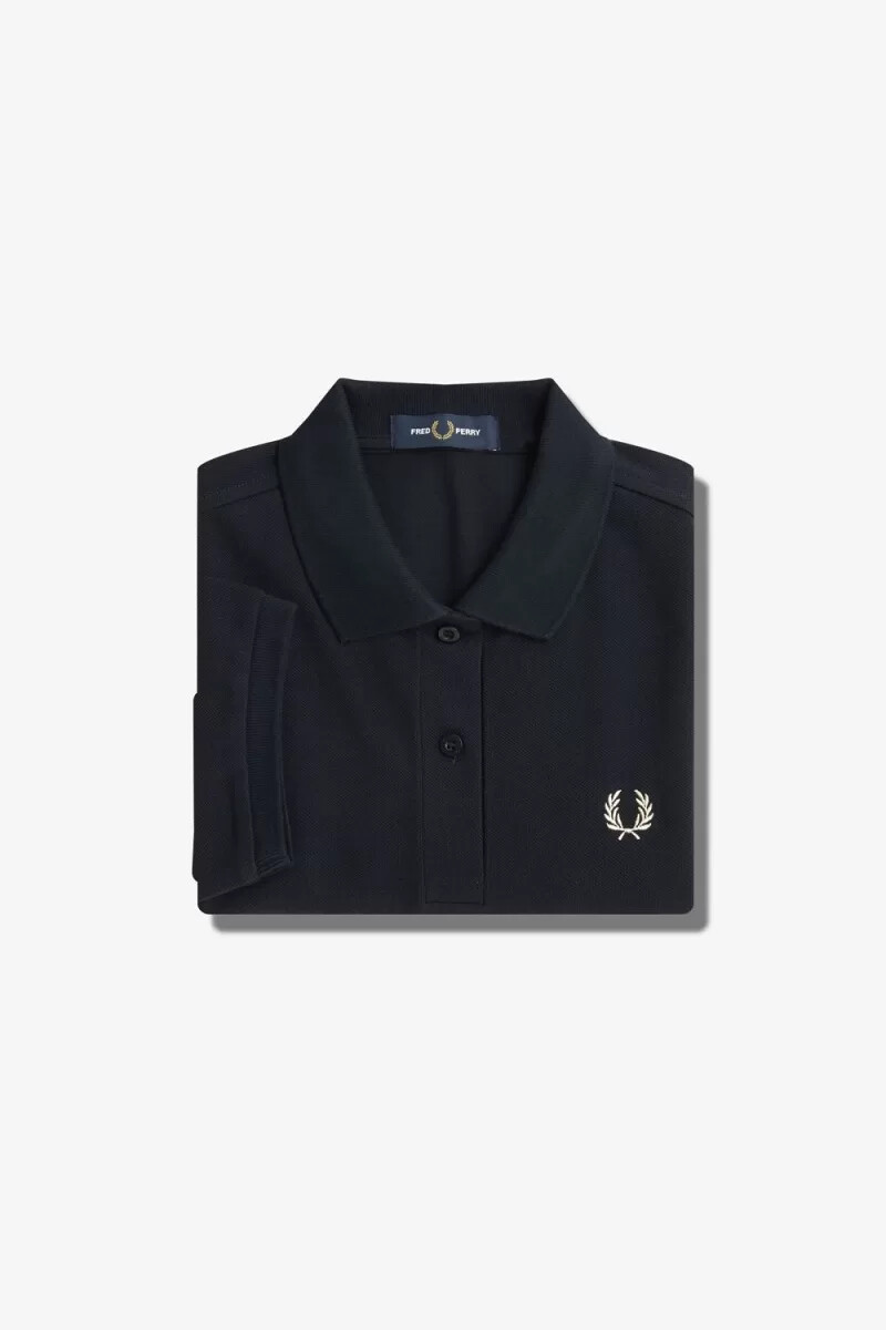 camisa fred perry g6000 para mujer color azul marino y avena