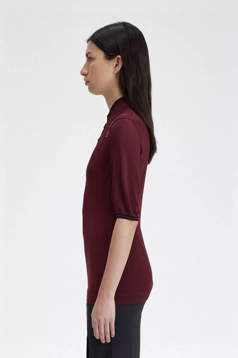 camisa de punto fred perry para mujer color sangre de buey