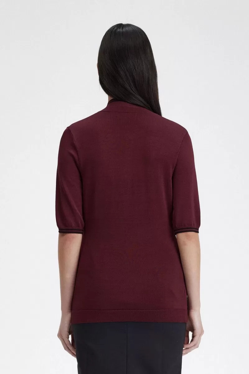 camisa de punto fred perry para mujer color sangre de buey