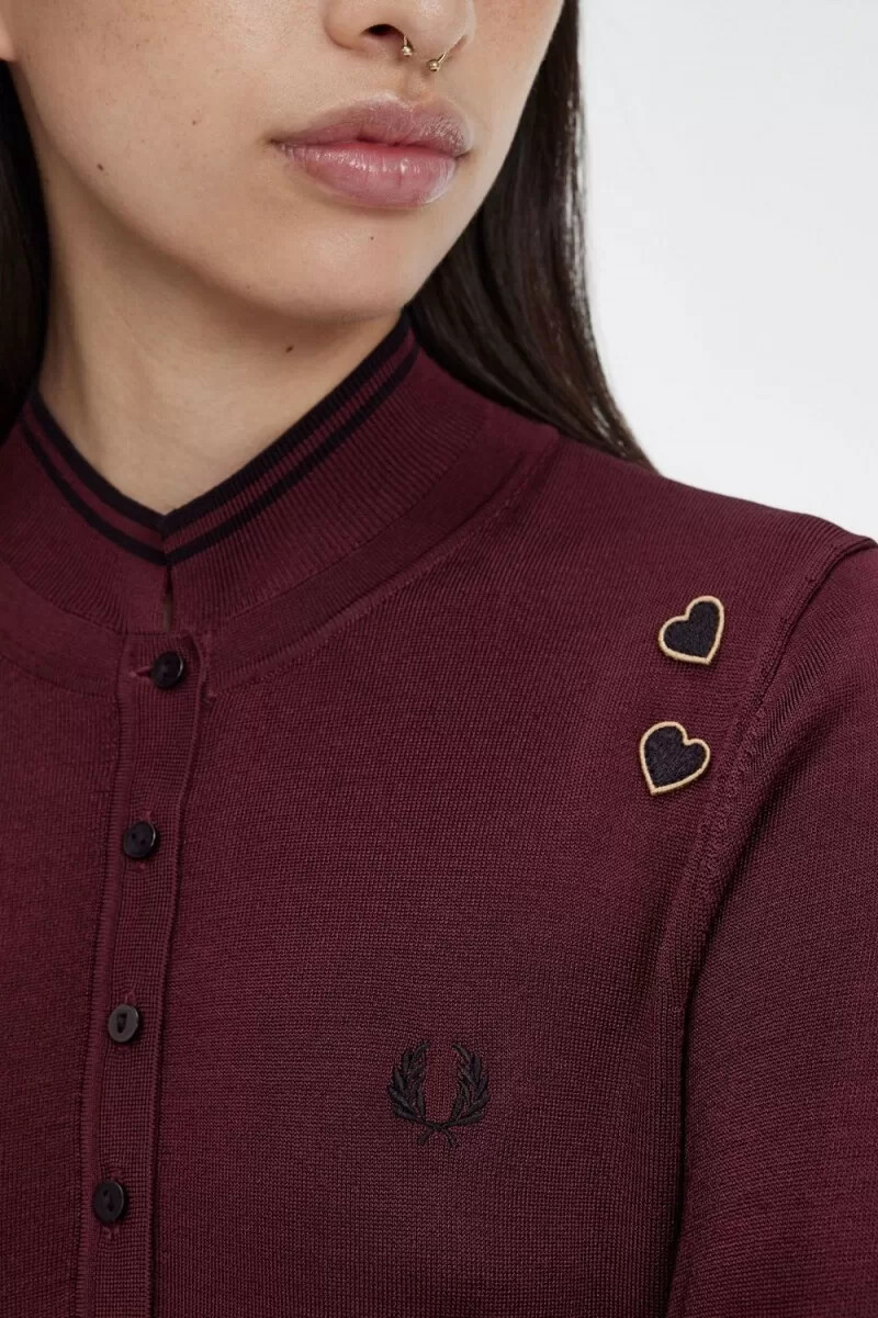 camisa de punto fred perry para mujer color sangre de buey