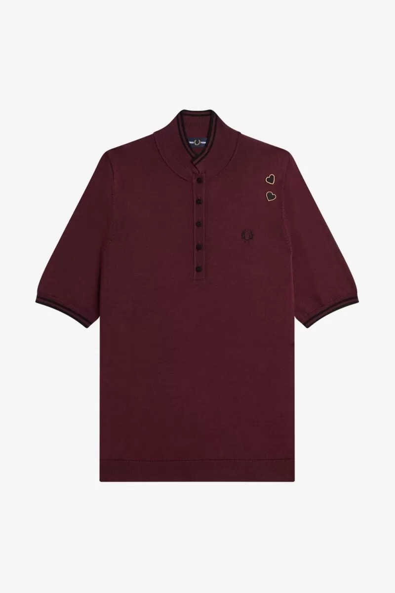 camisa de punto fred perry para mujer color sangre de buey