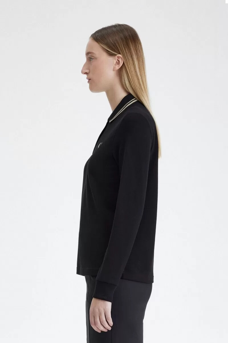 camisa fred perry g3636 para mujer color negro y gris cálido