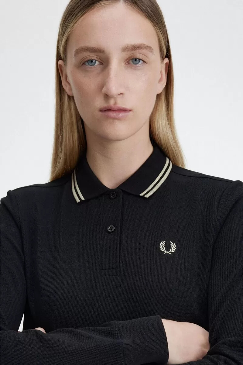 camisa fred perry g3636 para mujer color negro y gris cálido