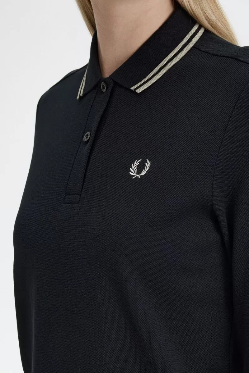 camisa fred perry g3636 para mujer color negro y gris cálido