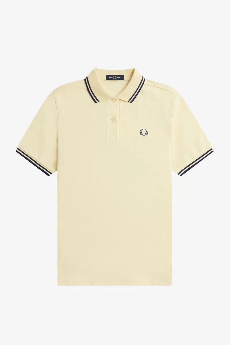 camisa fred perry g3600 para mujer color crema aguamarina azul marino francés