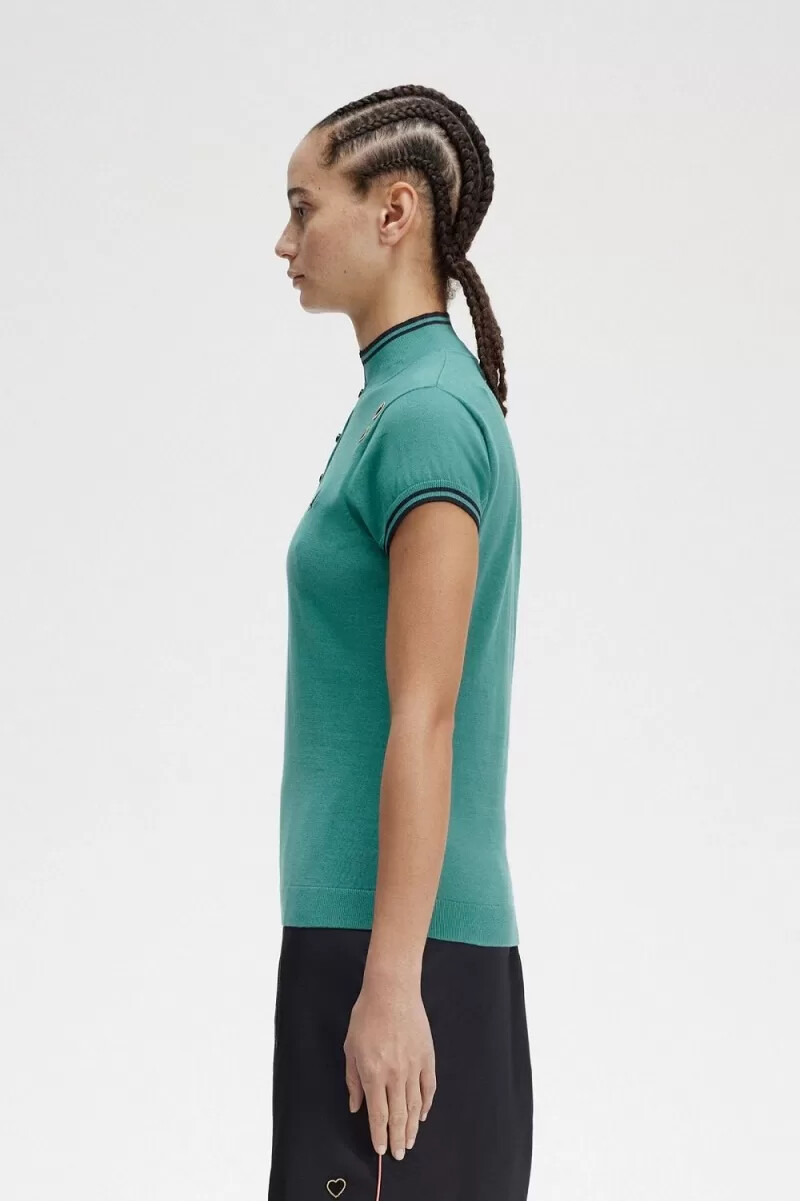 camisa de punto fred perry para mujer en color menta intenso