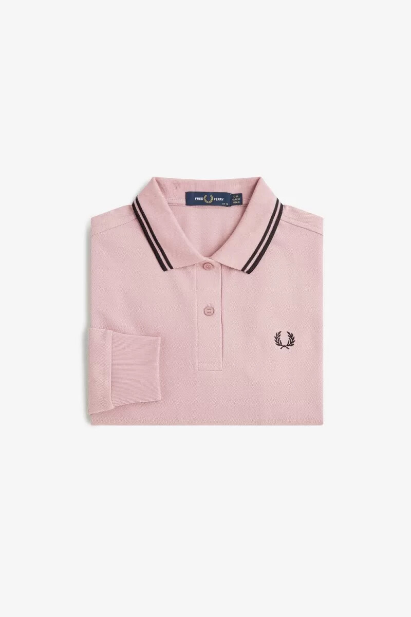 camisa fred perry g3636 para mujer color rosa empolvado y negro