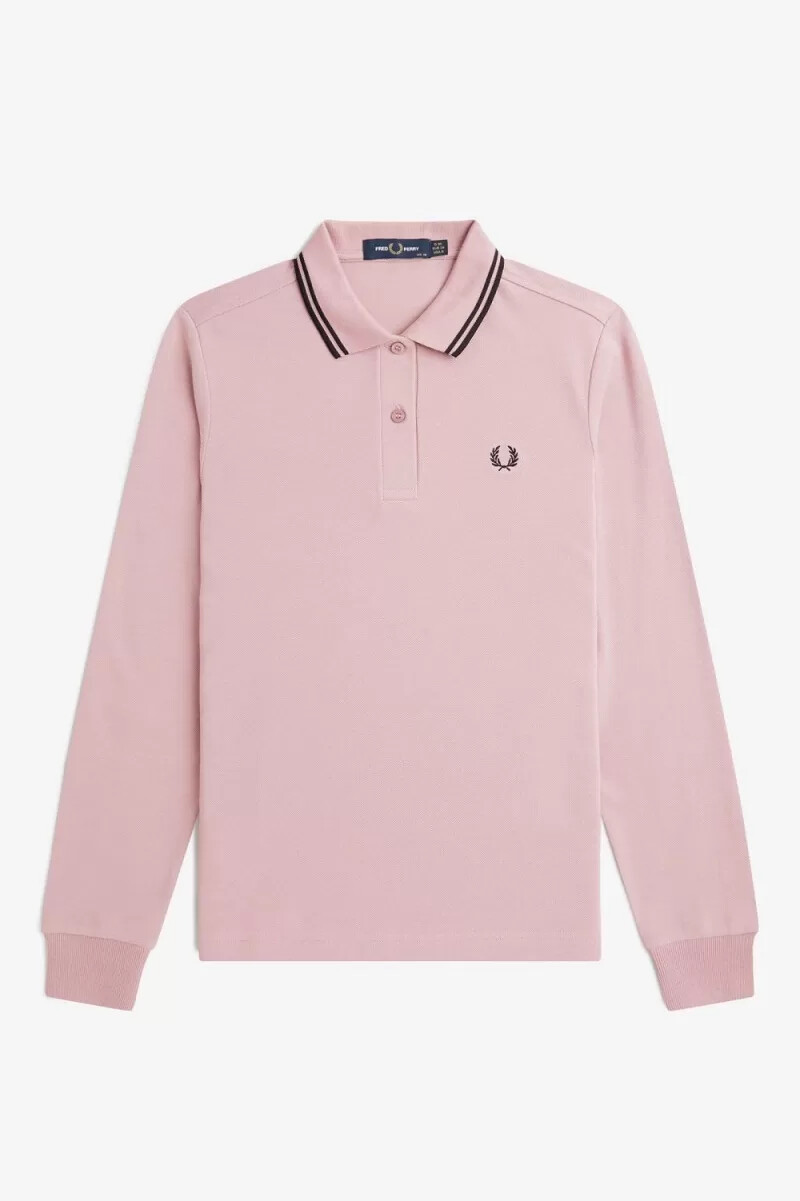 camisa fred perry g3636 para mujer color rosa empolvado y negro