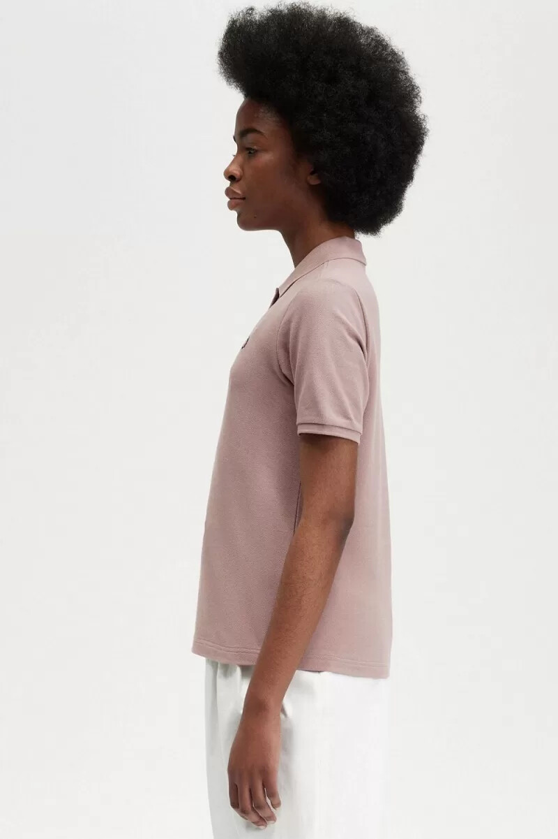 camisa fred perry g6000 para mujer rosa oscuro y negra