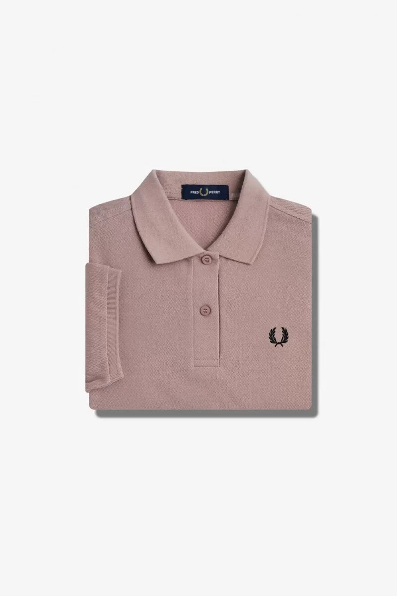 camisa fred perry g6000 para mujer rosa oscuro y negra
