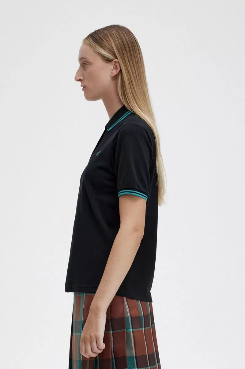 camisa fred perry g3600 para mujer color negro menta intenso.