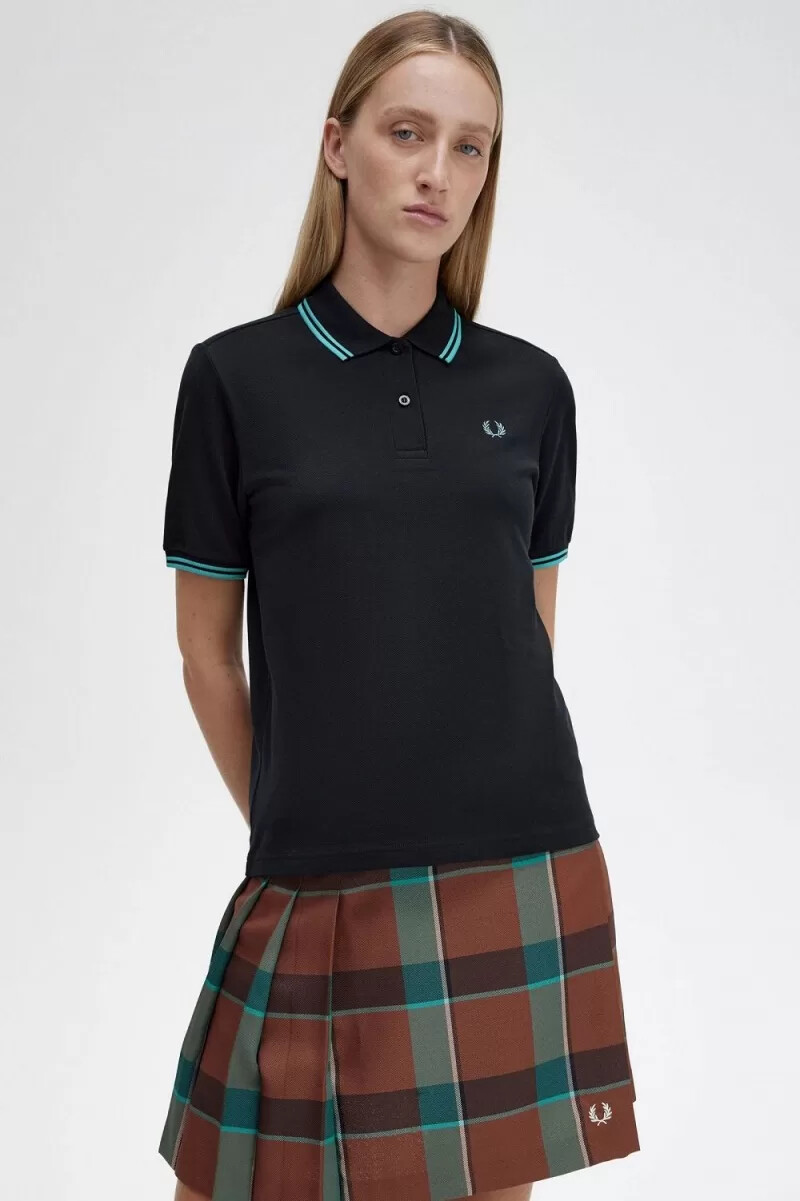camisa fred perry g3600 para mujer color negro menta intenso.