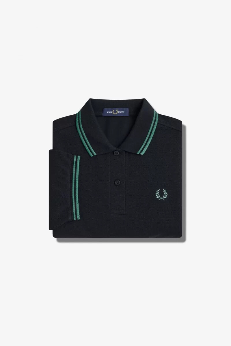 camisa fred perry g3600 para mujer color negro menta intenso.