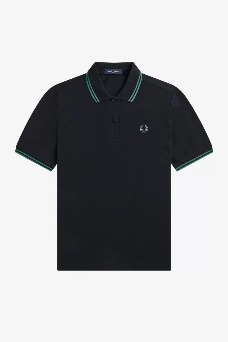 camisa fred perry g3600 para mujer color negro menta intenso.