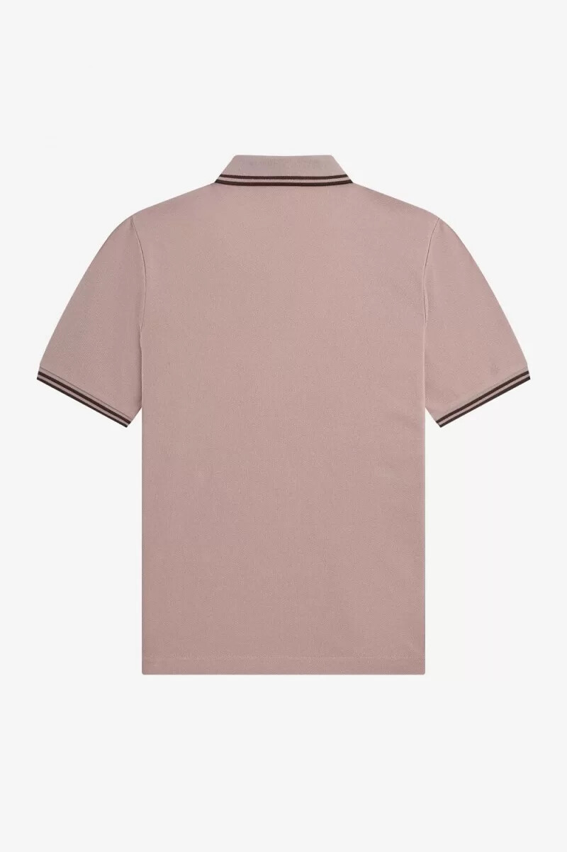 camisa fred perry g3600 para mujer color rosa oscuro y tabaco quemado