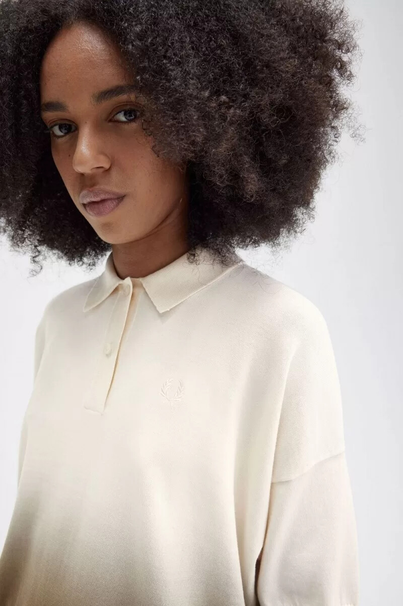 camisa de punto ombré para mujer de fred perry en tono melocotón sedoso