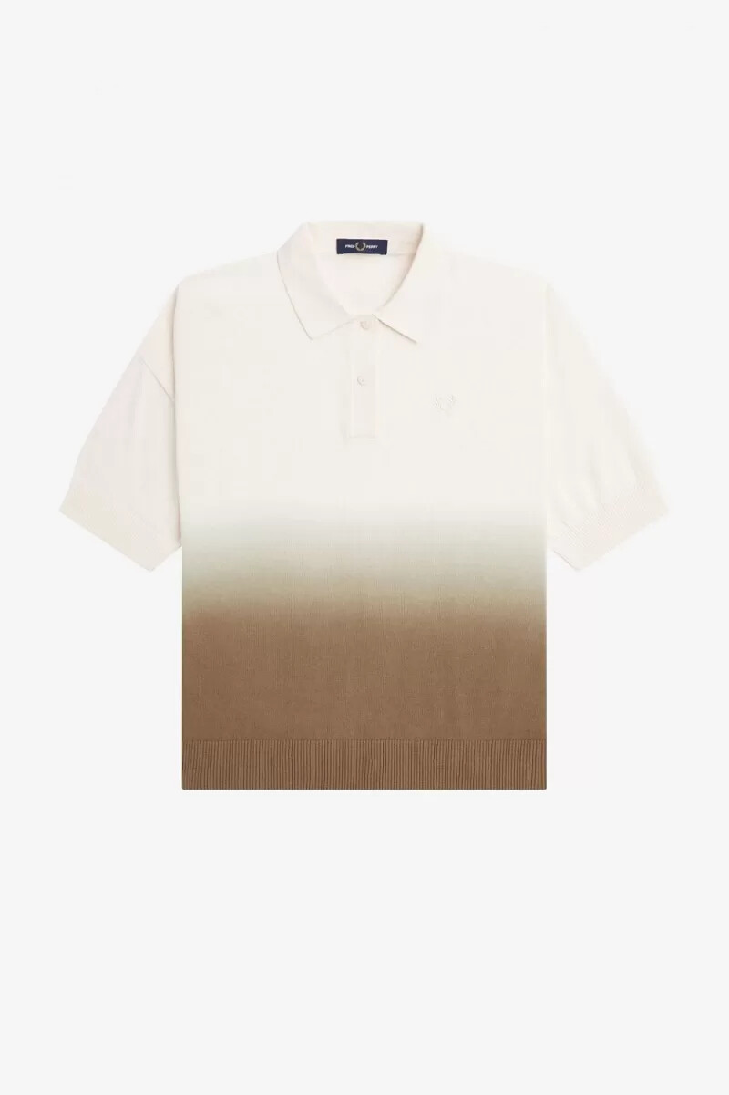 camisa de punto ombré para mujer de fred perry en tono melocotón sedoso