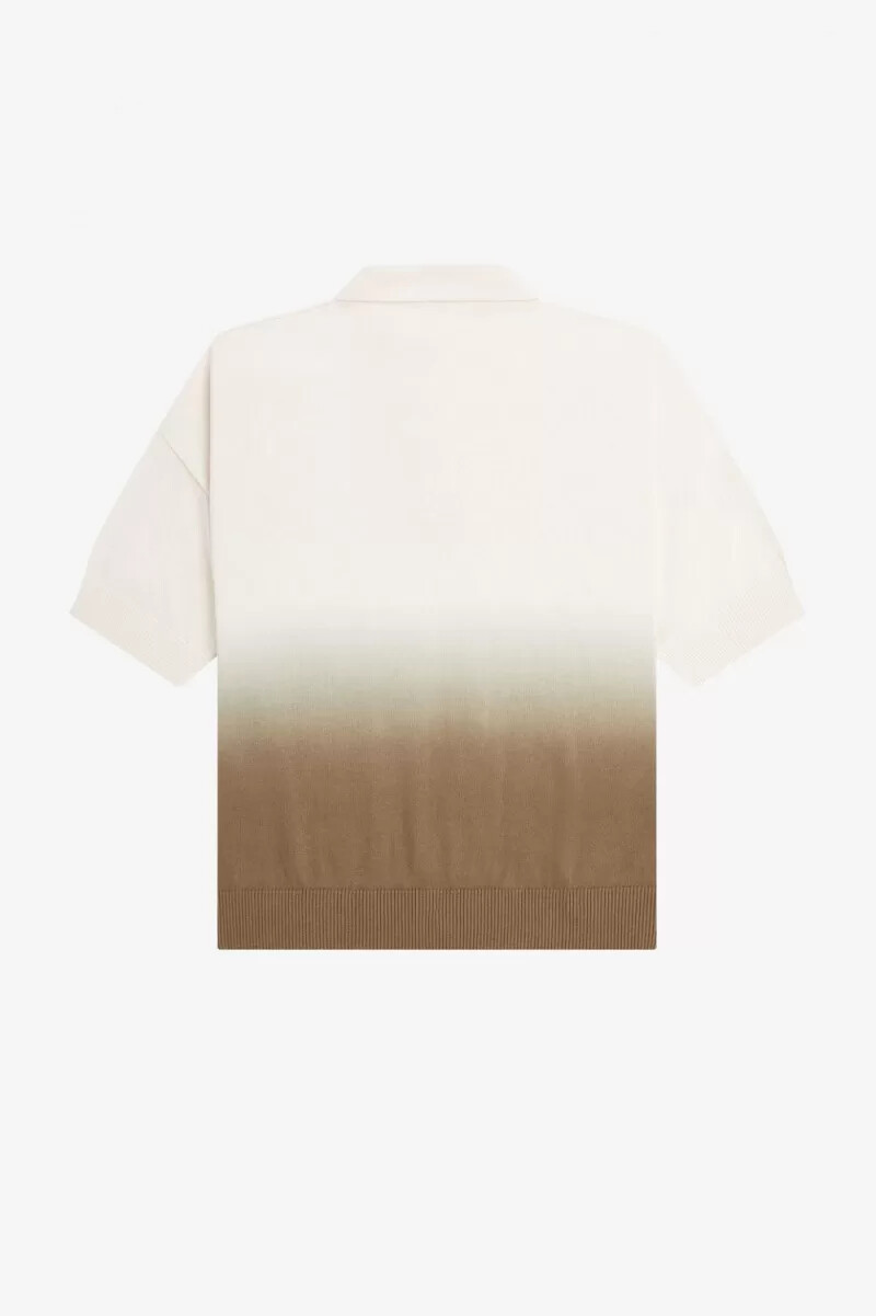 camisa de punto ombré para mujer de fred perry en tono melocotón sedoso