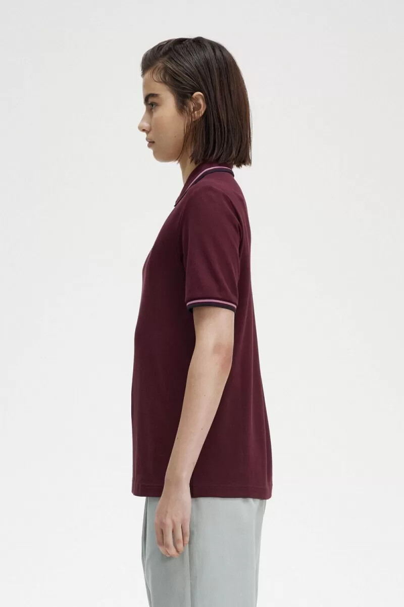 camisa fred perry g3600 para mujer color sangre rosa polvoriento y negro
