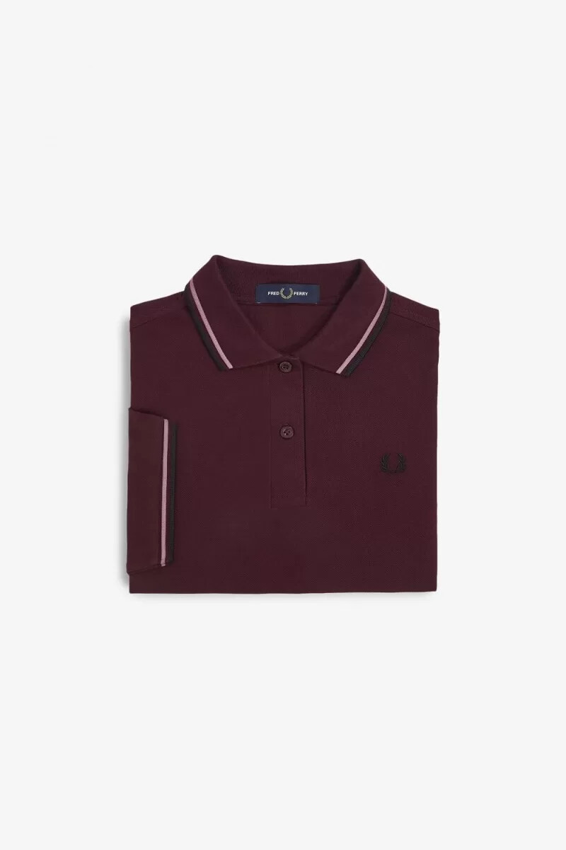 camisa fred perry g3600 para mujer color sangre rosa polvoriento y negro