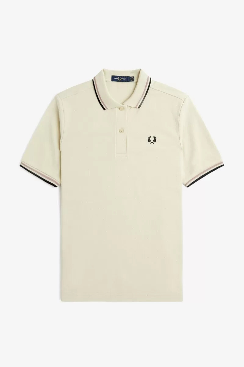 camisa fred perry g3600 para mujer color avena rosa oscuro y negro