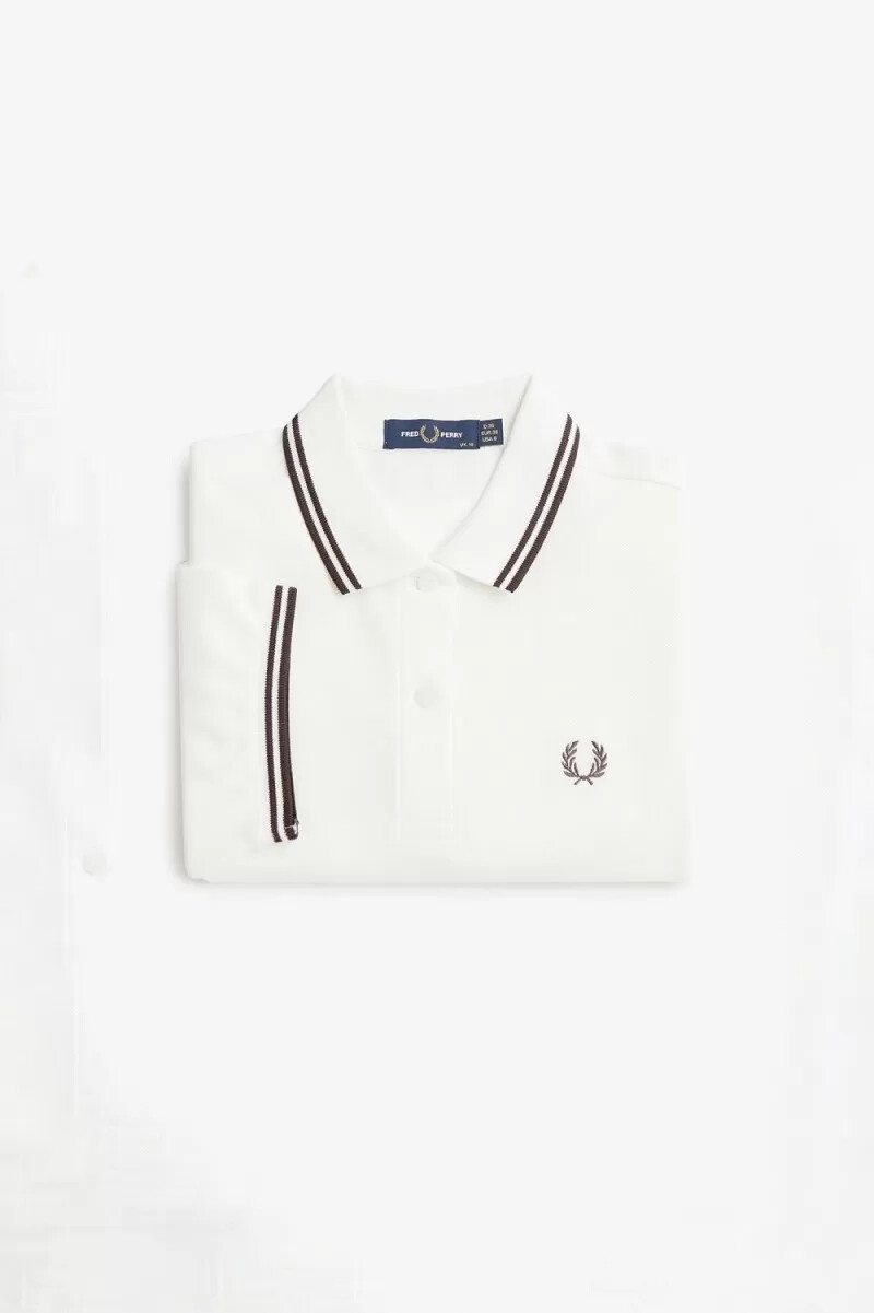 camisa fred perry g3600 para mujer blanco nieve rojo oscuro