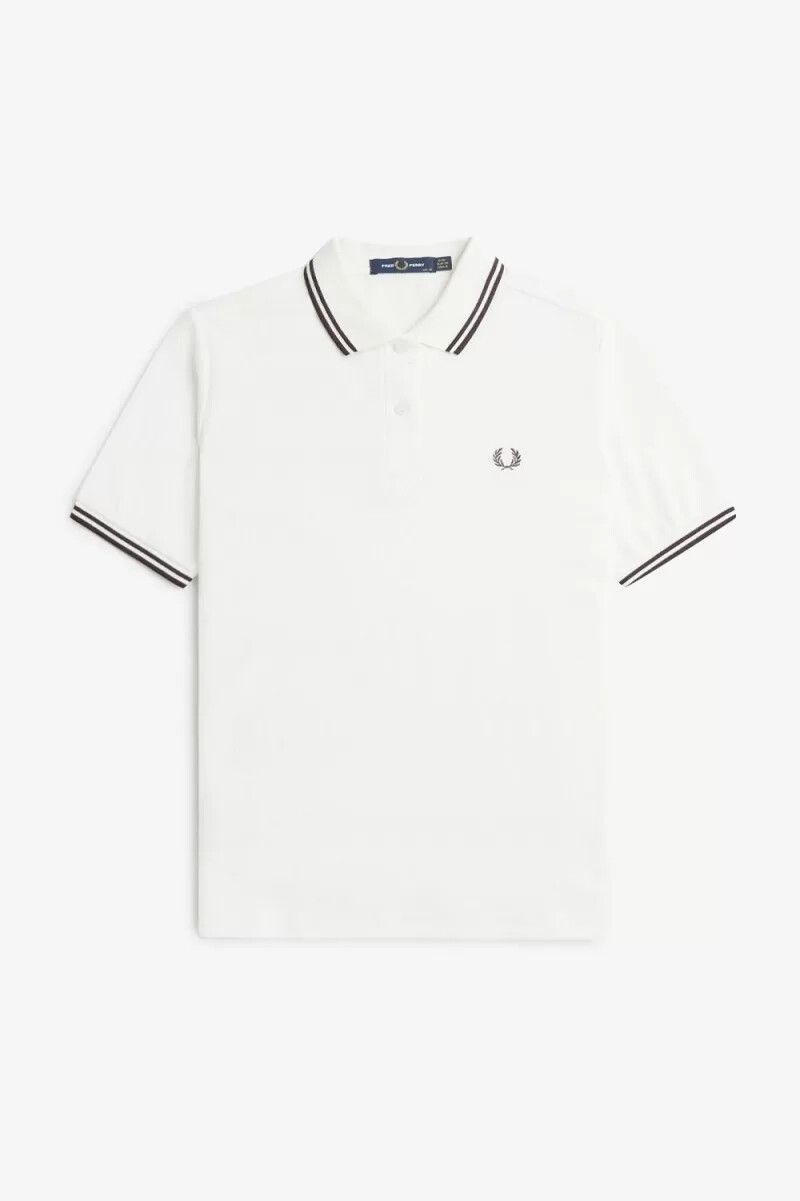 camisa fred perry g3600 para mujer blanco nieve rojo oscuro