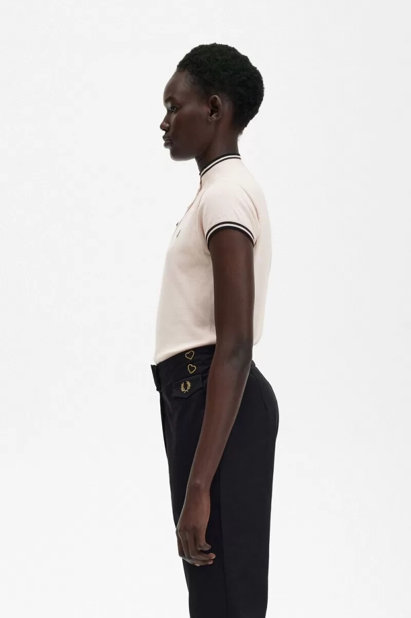 camisa de punto para mujer fred perry rosa lechoso