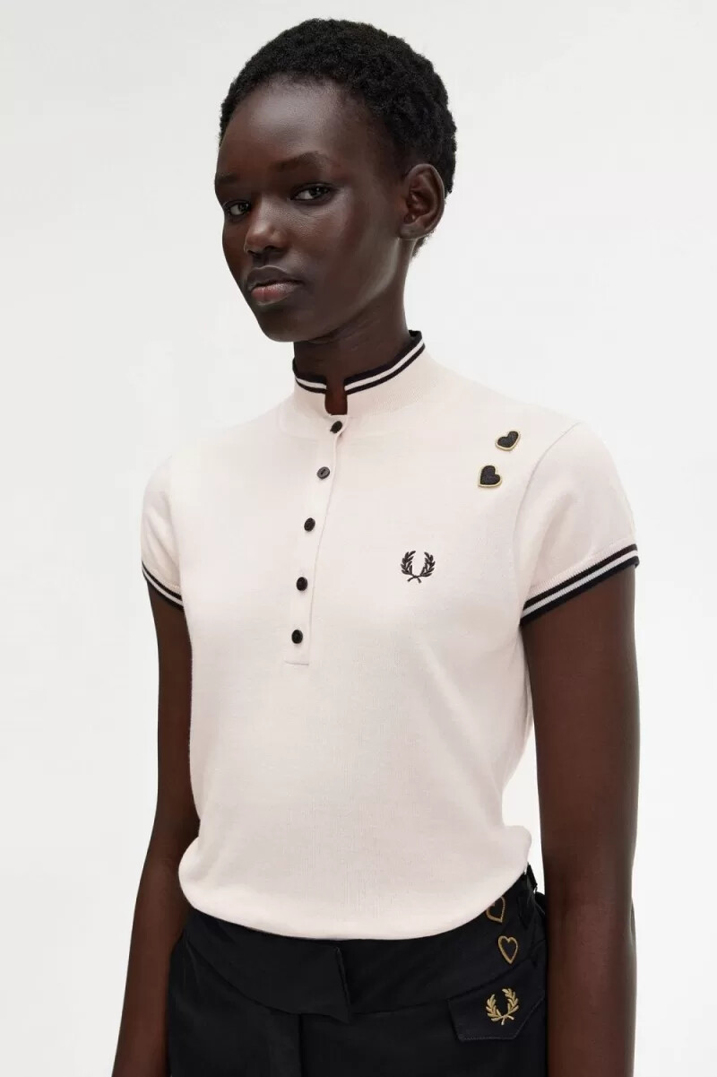 camisa de punto para mujer fred perry rosa lechoso