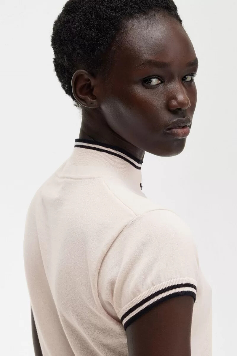 camisa de punto para mujer fred perry rosa lechoso