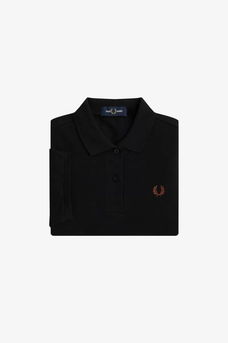 camisa fred perry g6000 para mujer color negro y marrón whisky