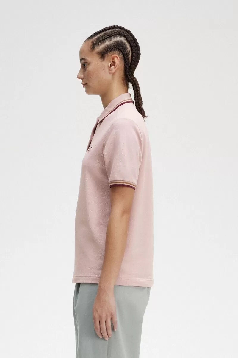 camisa fred perry g3600 para mujer color rosa polvoriento rosa marrón rojo vino