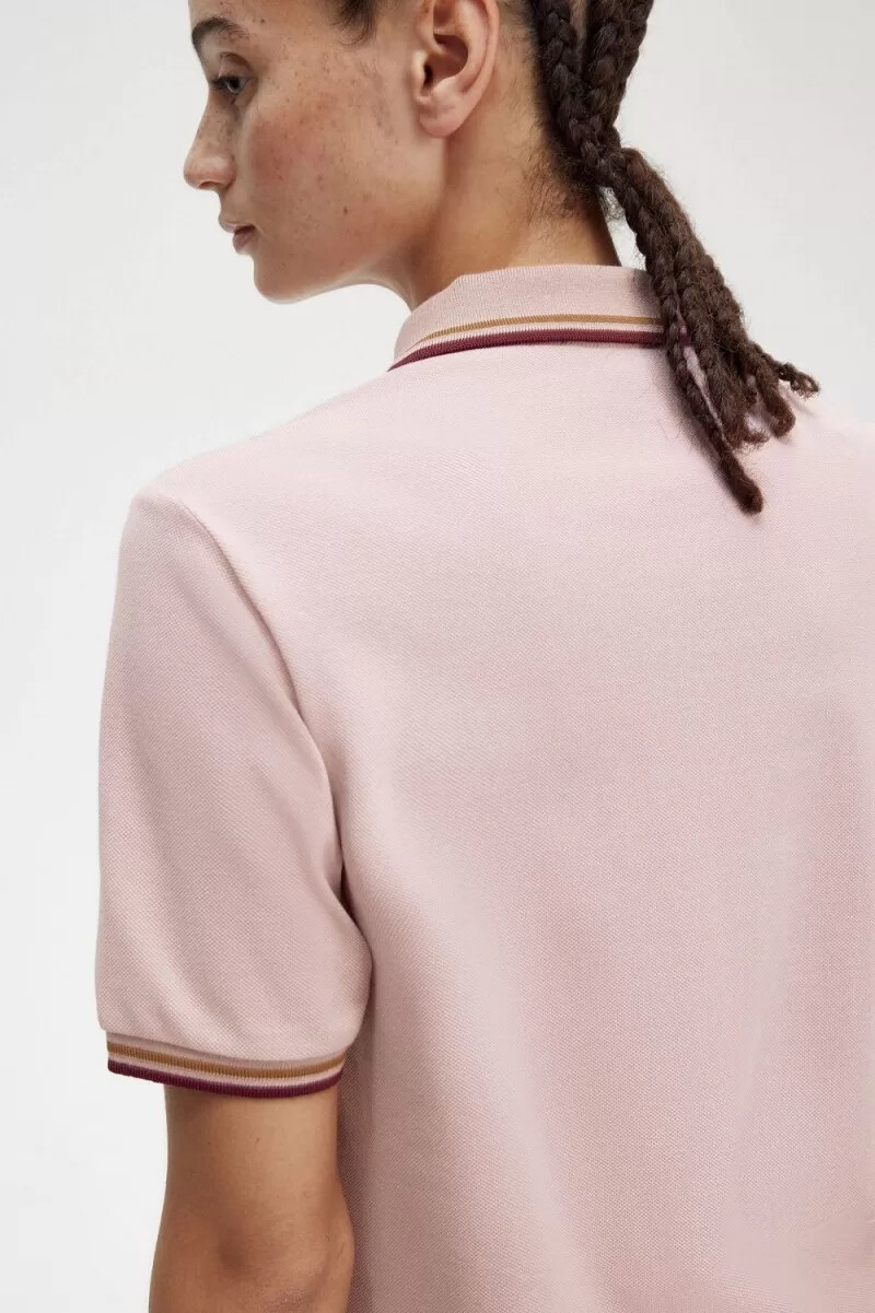 camisa fred perry g3600 para mujer color rosa polvoriento rosa marrón rojo vino
