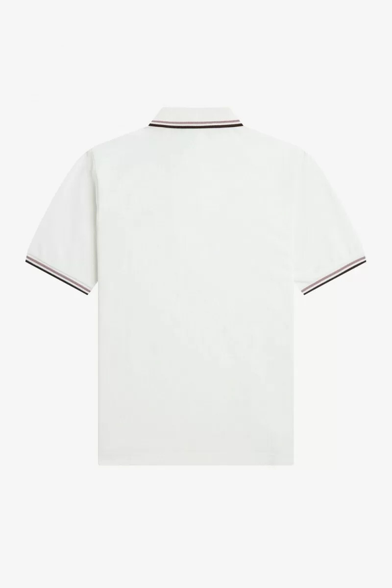 camisa fred perry g3600 para mujer color blanco nieve rosa oscuro y tabaco quemado