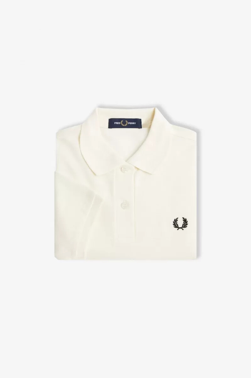 camisa fred perry g6000 para mujer beige y negra