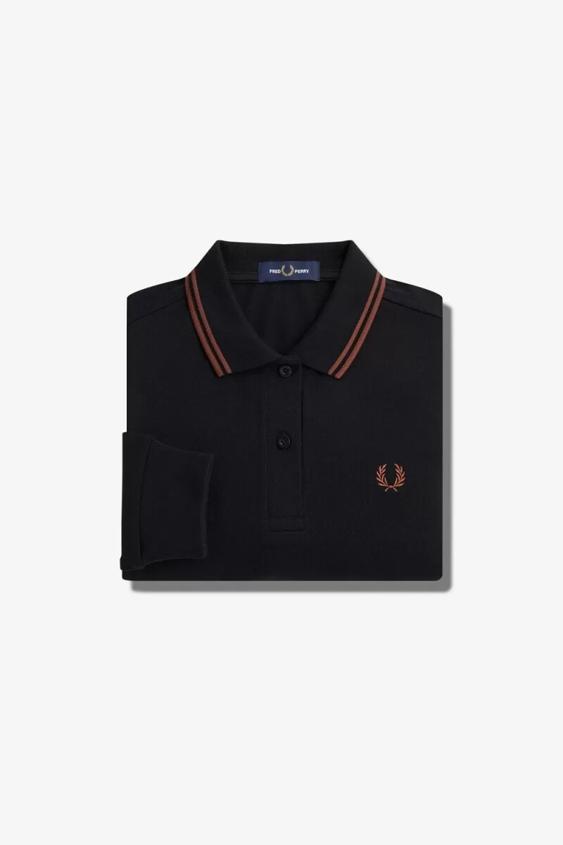 camisa fred perry g3636 para mujer color negro y marrón whisky