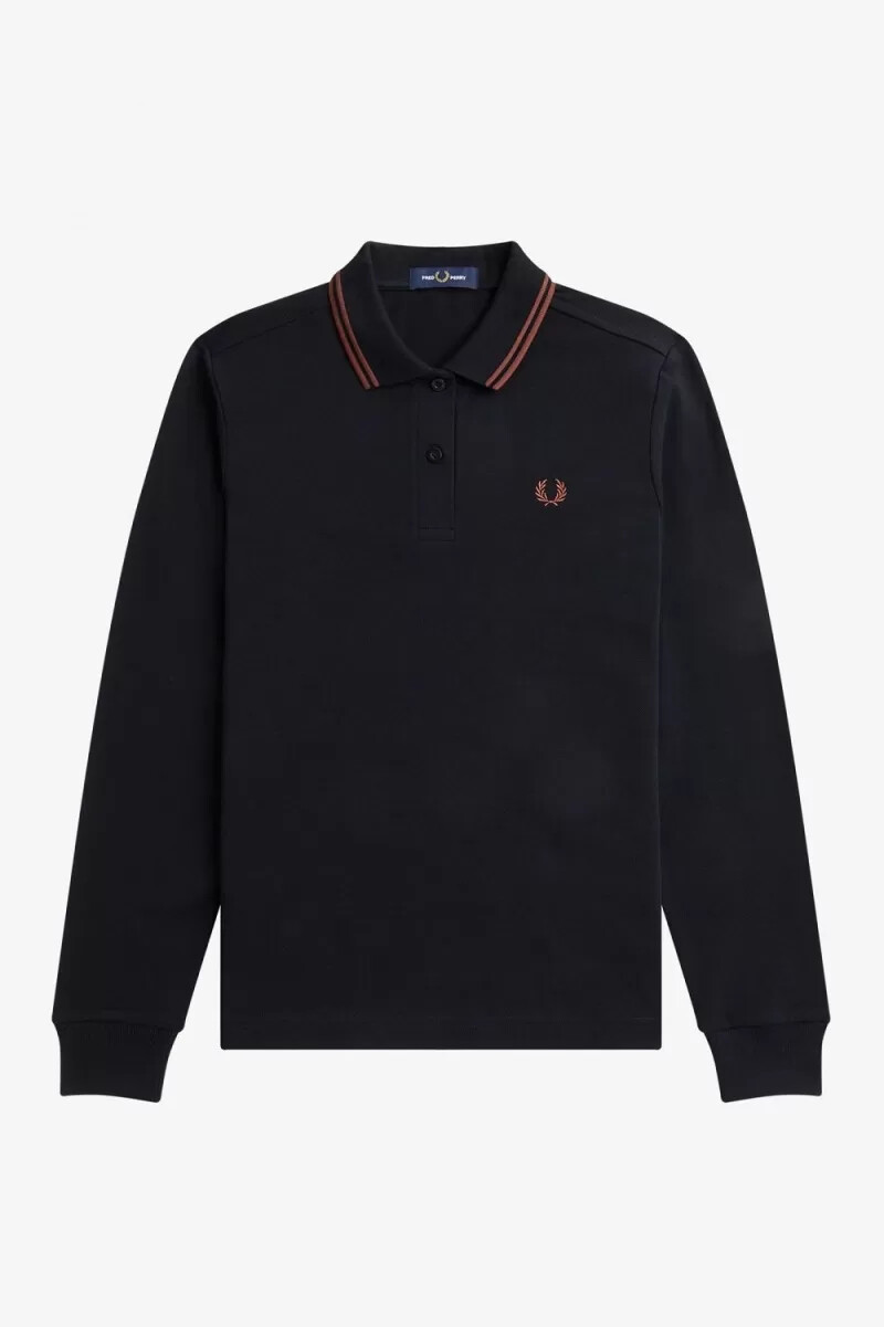 camisa fred perry g3636 para mujer color negro y marrón whisky
