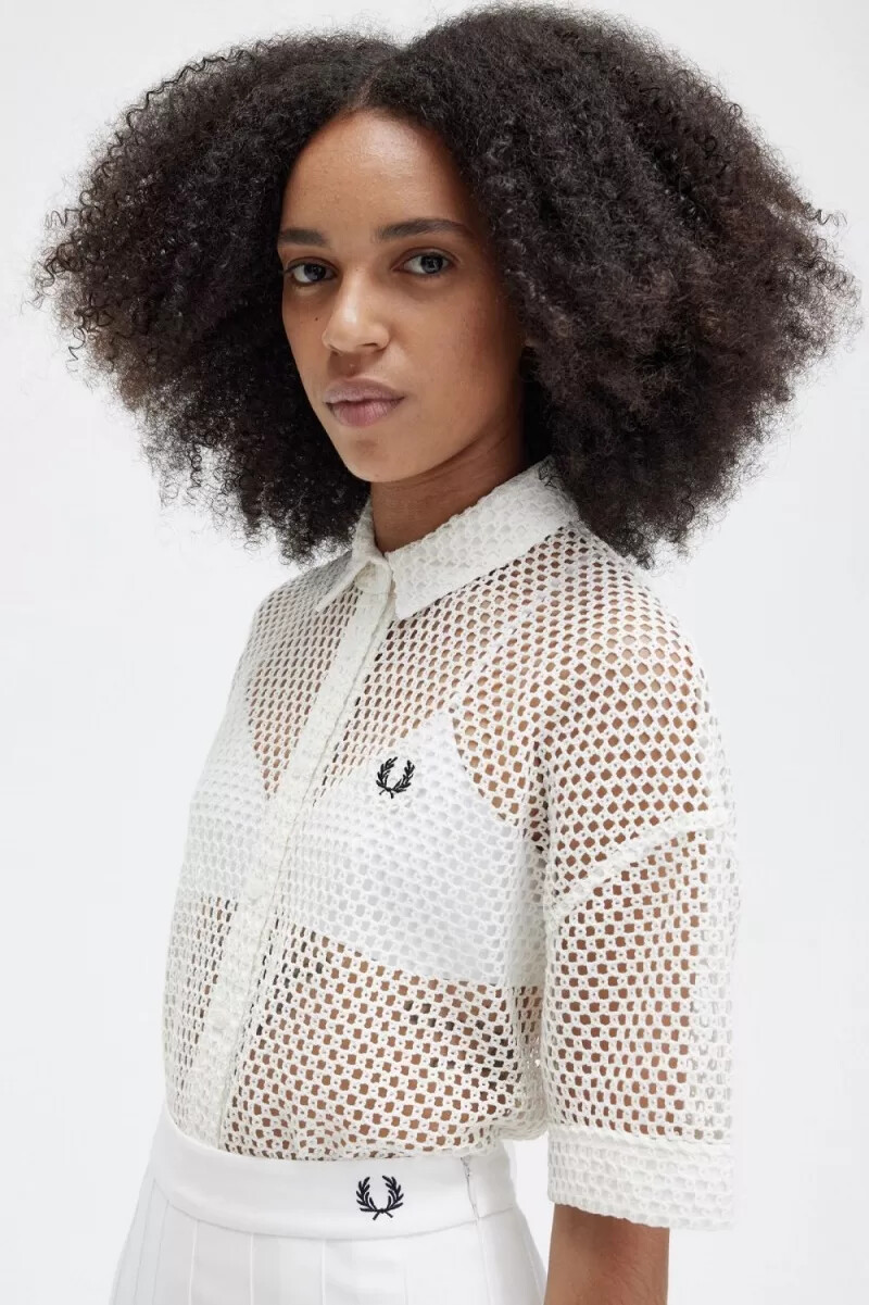 camisa de punto abierto fred perry para mujer blancanieves