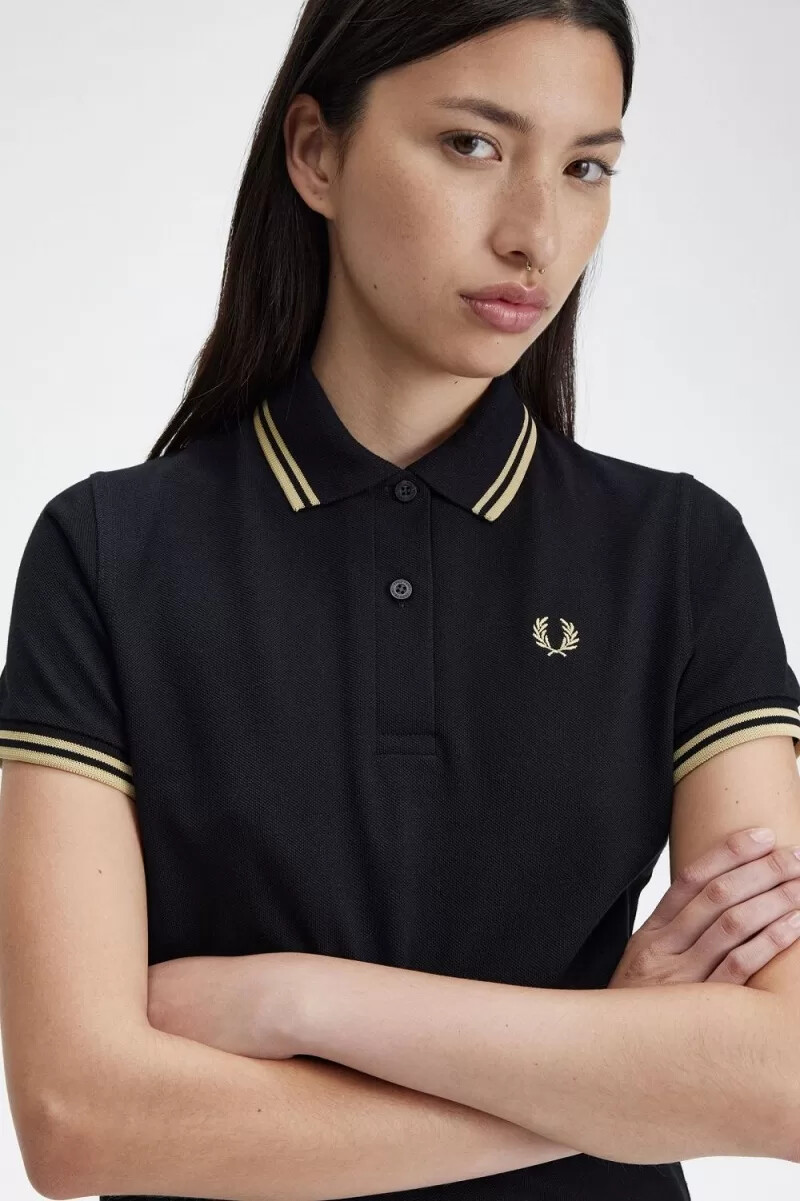 camisa fred perry g12 para mujer color negro champán