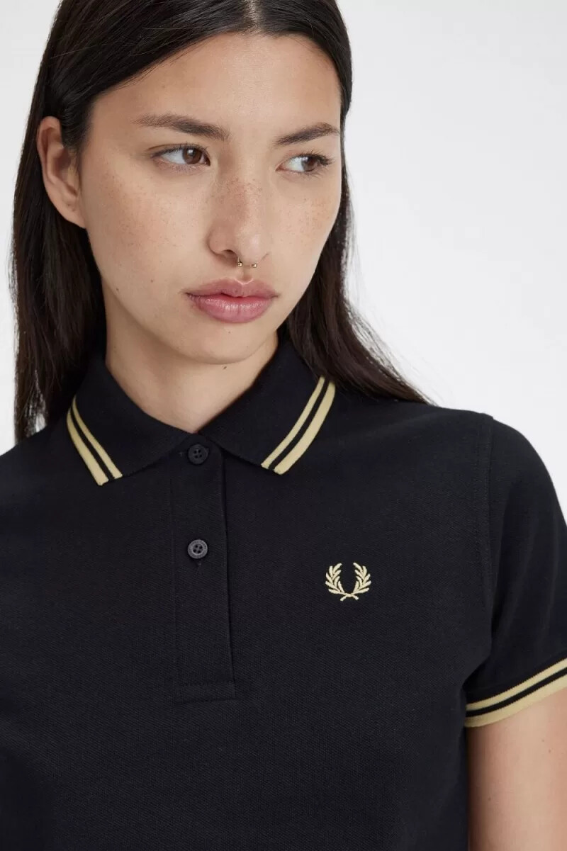 camisa fred perry g12 para mujer color negro champán