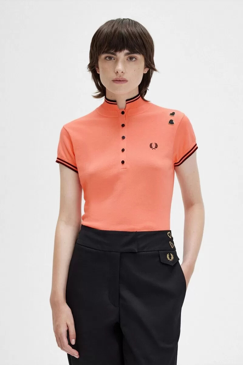 camisa de punto para mujer fred perry coral heat