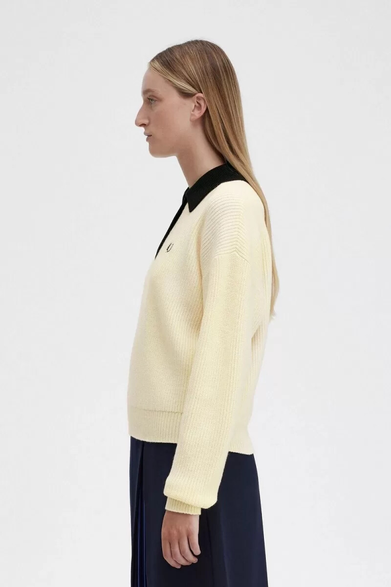camisa de punto fred perry para mujer en beige