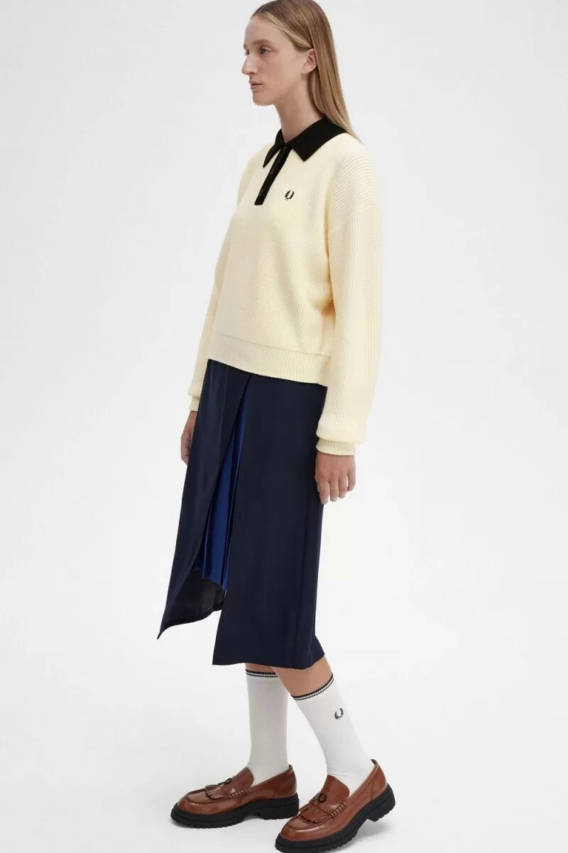 camisa de punto fred perry para mujer en beige