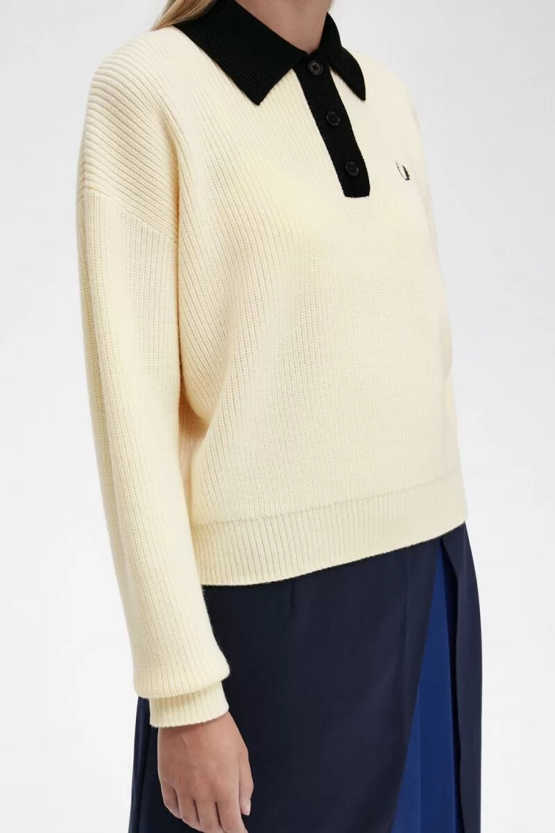 camisa de punto fred perry para mujer en beige