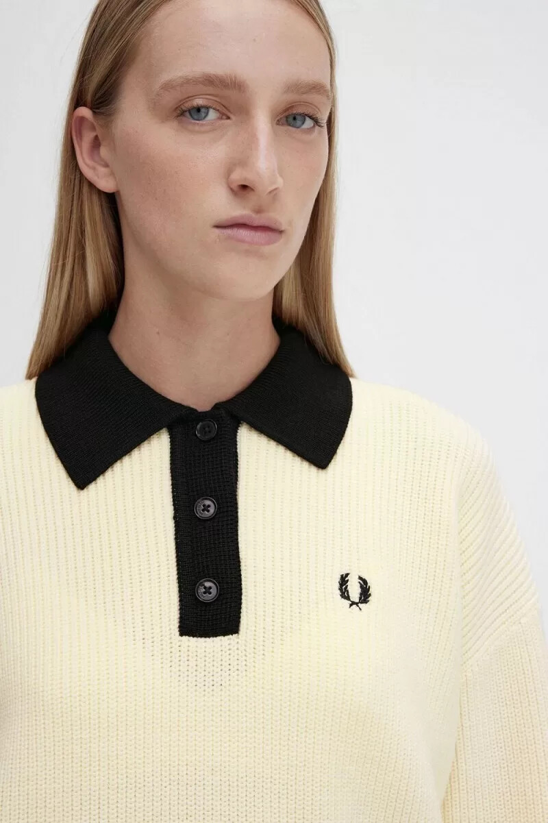 camisa de punto fred perry para mujer en beige