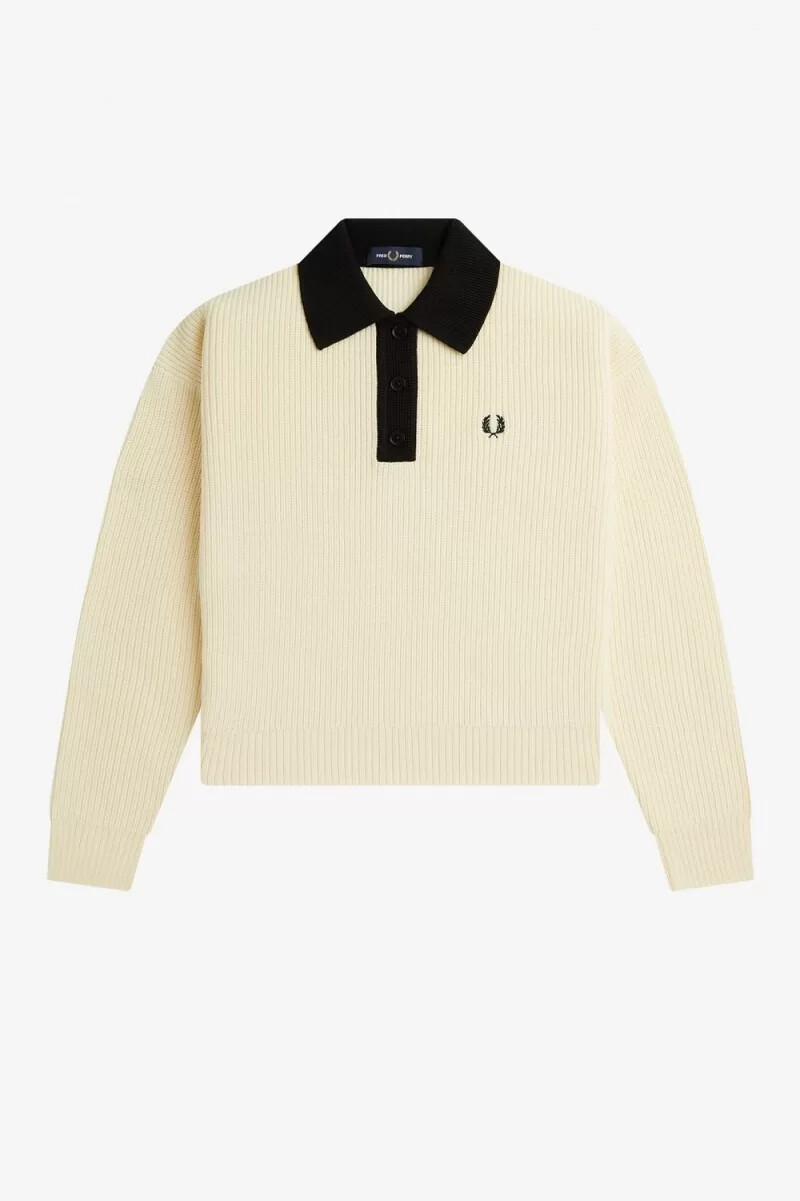 camisa de punto fred perry para mujer en beige