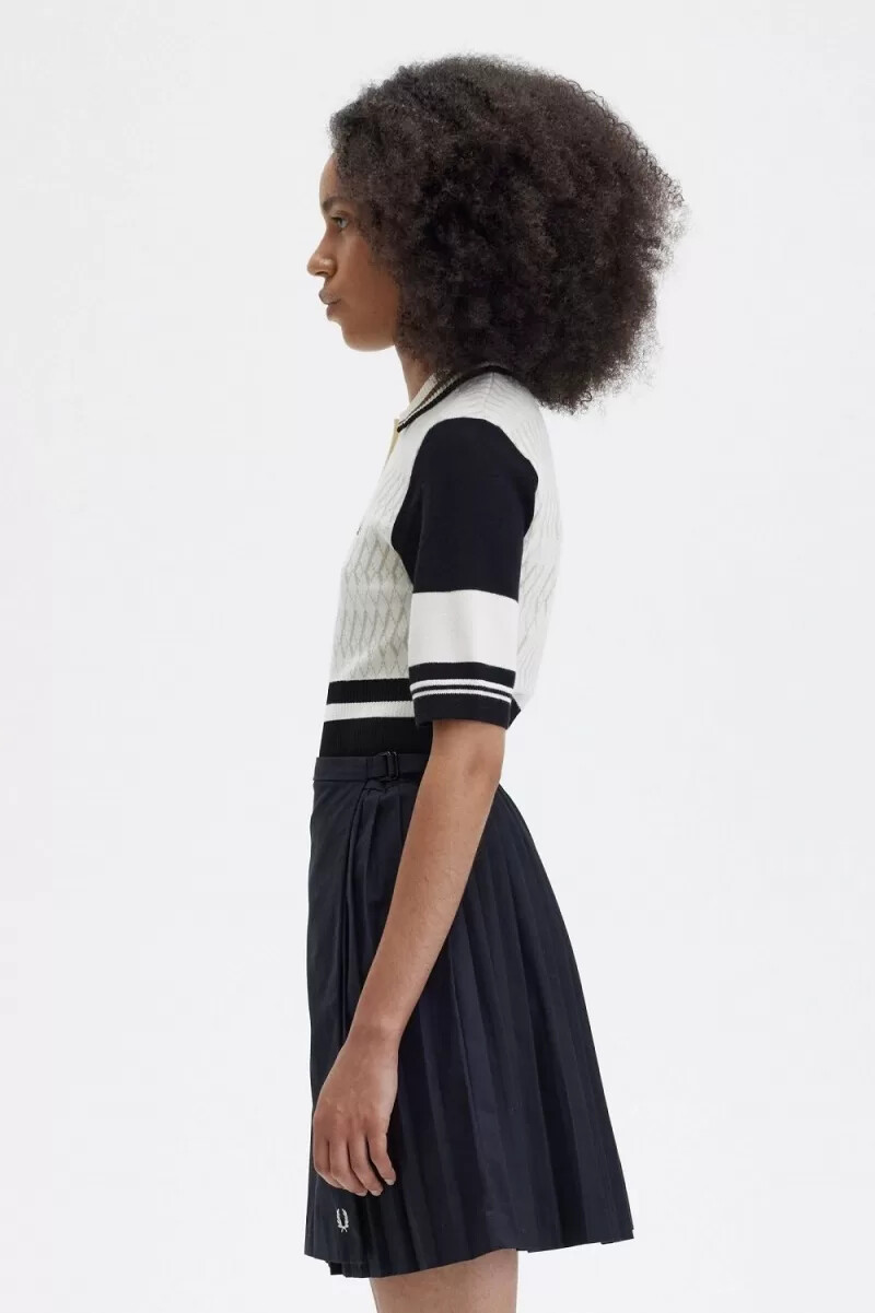 camisa de punto jacquard para mujer de fred perry en beige
